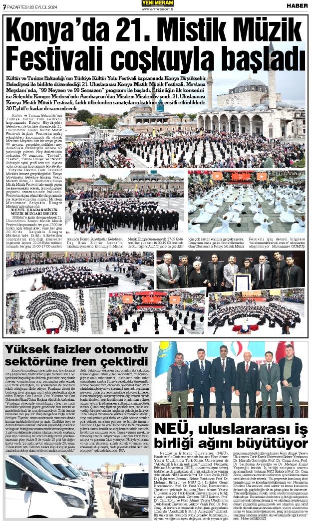 23 Eylül 2024 Yeni Meram Gazetesi
