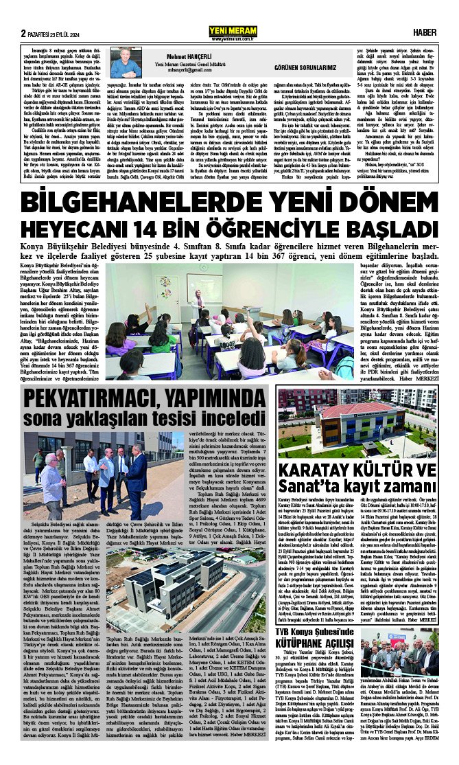 23 Eylül 2024 Yeni Meram Gazetesi
