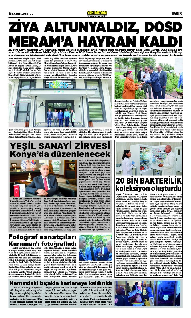 23 Eylül 2024 Yeni Meram Gazetesi
