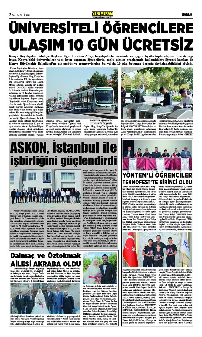 24 Eylül 2024 Yeni Meram Gazetesi
