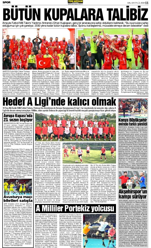 24 Eylül 2024 Yeni Meram Gazetesi
