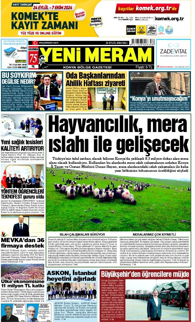 24 Eylül 2024 Yeni Meram Gazetesi
