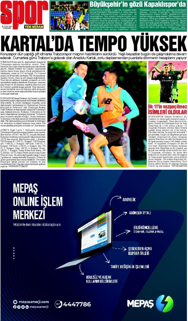 26 Eylül 2024 Yeni Meram Gazetesi
