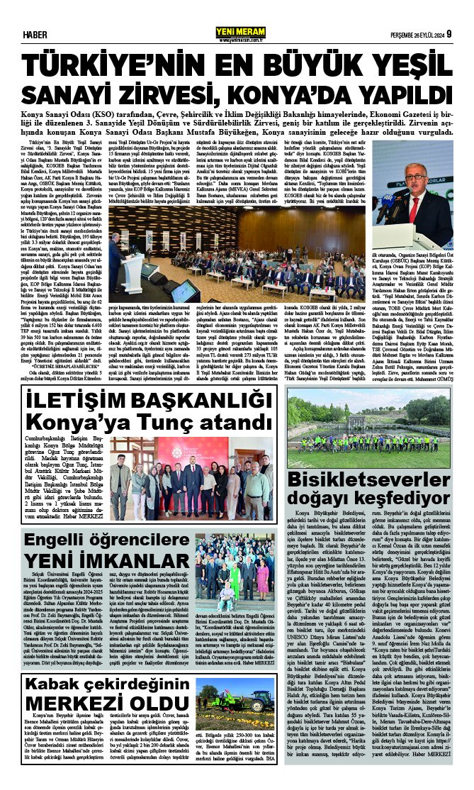 26 Eylül 2024 Yeni Meram Gazetesi
