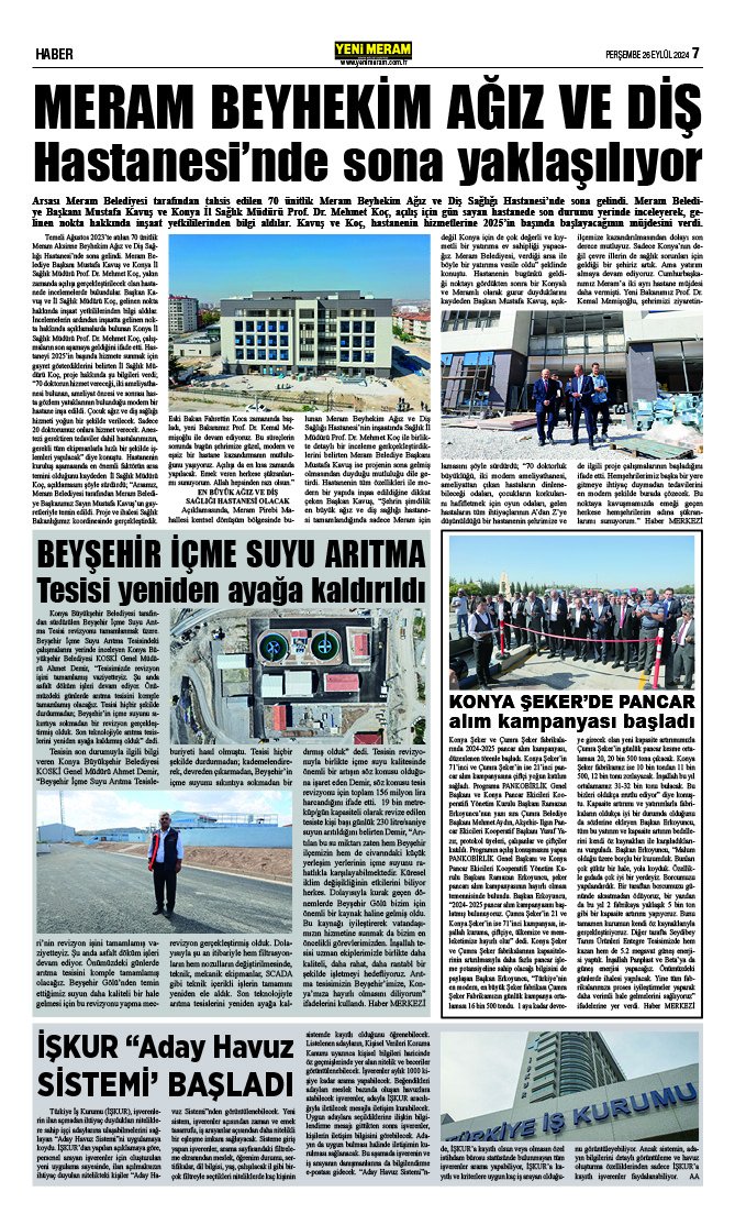 26 Eylül 2024 Yeni Meram Gazetesi
