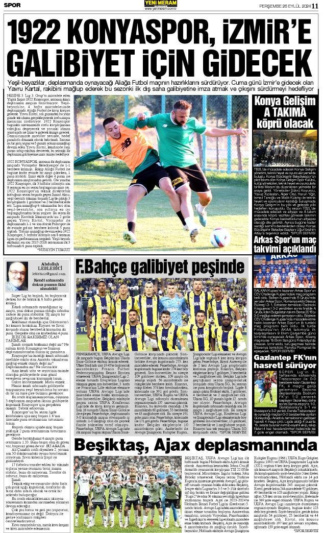 26 Eylül 2024 Yeni Meram Gazetesi
