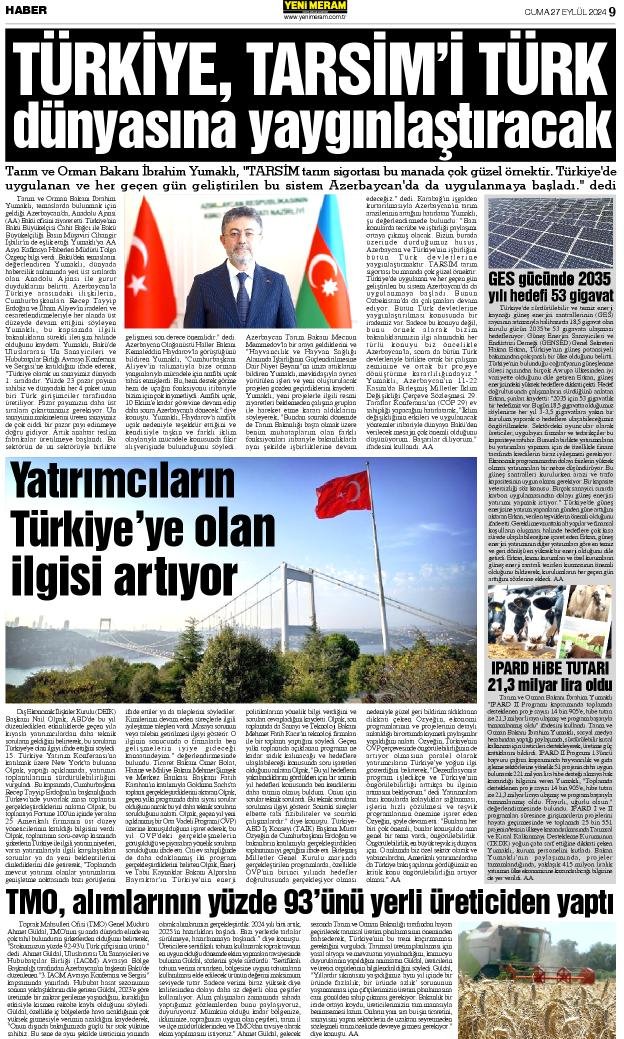 27 Eylül 2024 Yeni Meram Gazetesi
