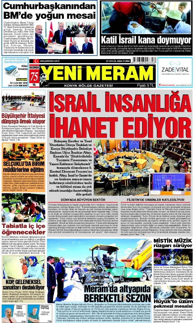 27 Eylül 2024 Yeni Meram Gazetesi
