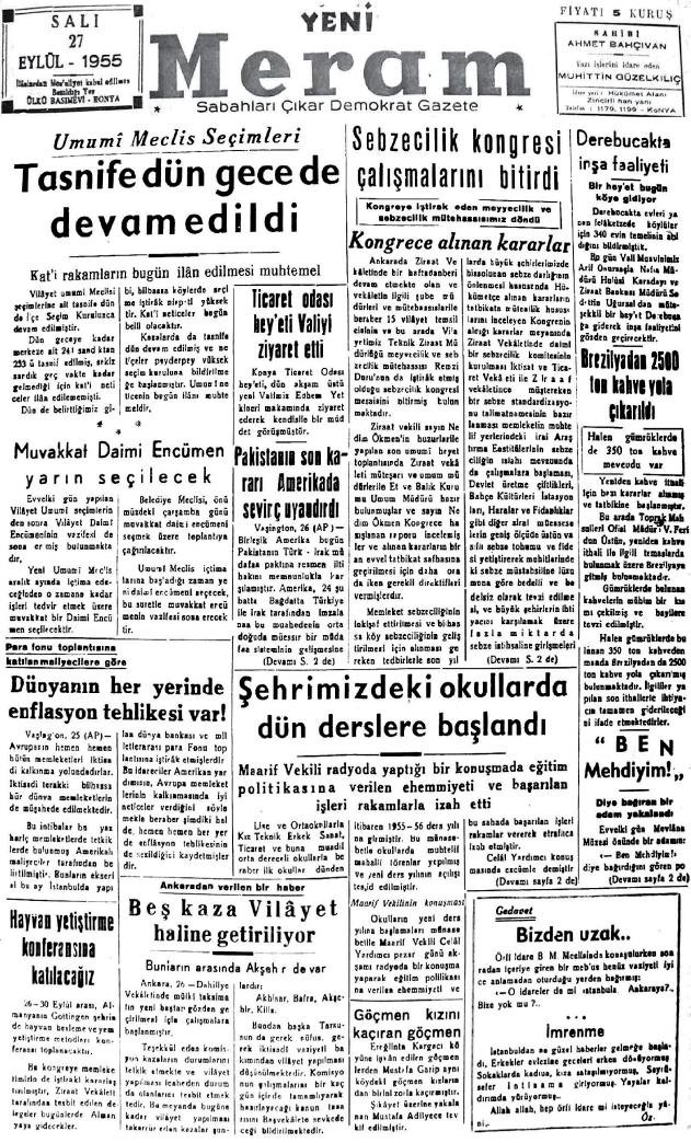 27 Eylül 2024 Yeni Meram Gazetesi
