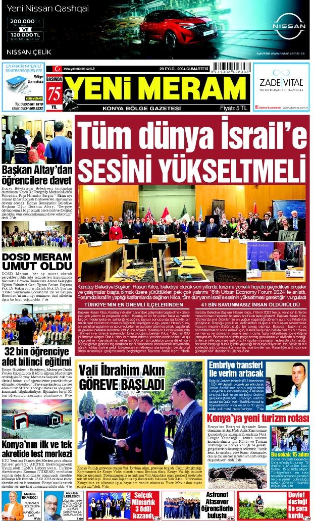 28 Eylül 2024 Yeni Meram Gazetesi