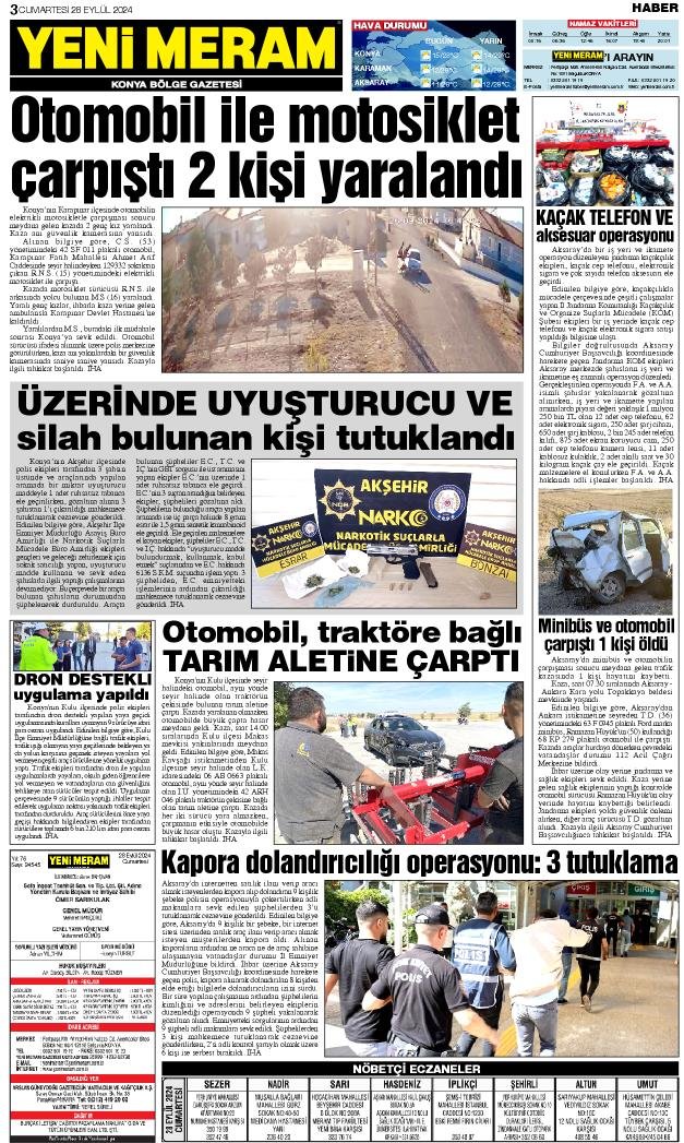 28 Eylül 2024 Yeni Meram Gazetesi