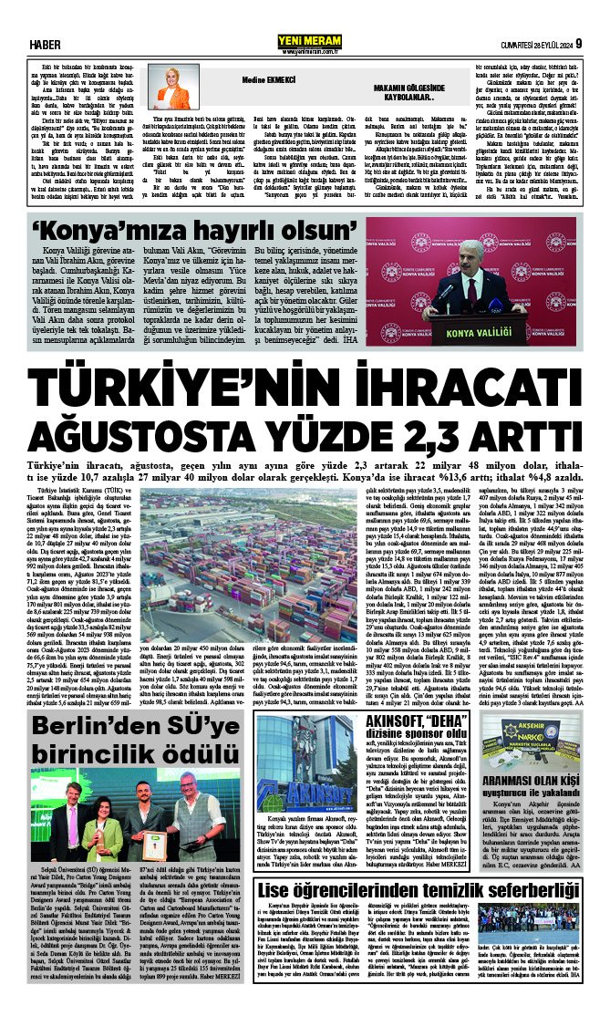 28 Eylül 2024 Yeni Meram Gazetesi