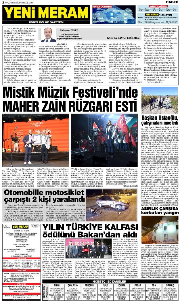 30 Eylül 2024 Yeni Meram Gazetesi
