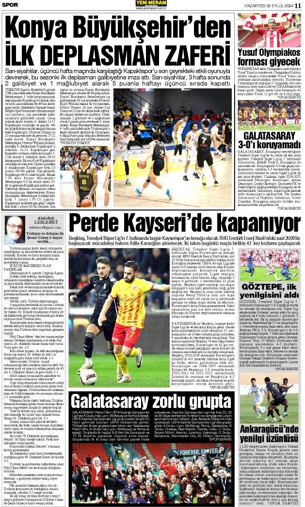 30 Eylül 2024 Yeni Meram Gazetesi
