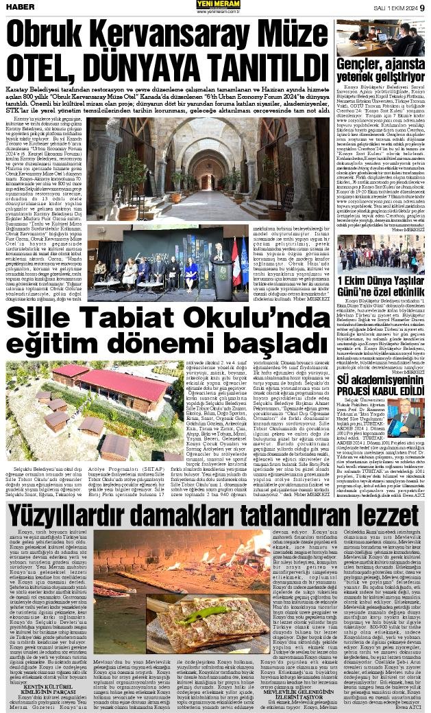 1 Ekim 2024 Yeni Meram Gazetesi
