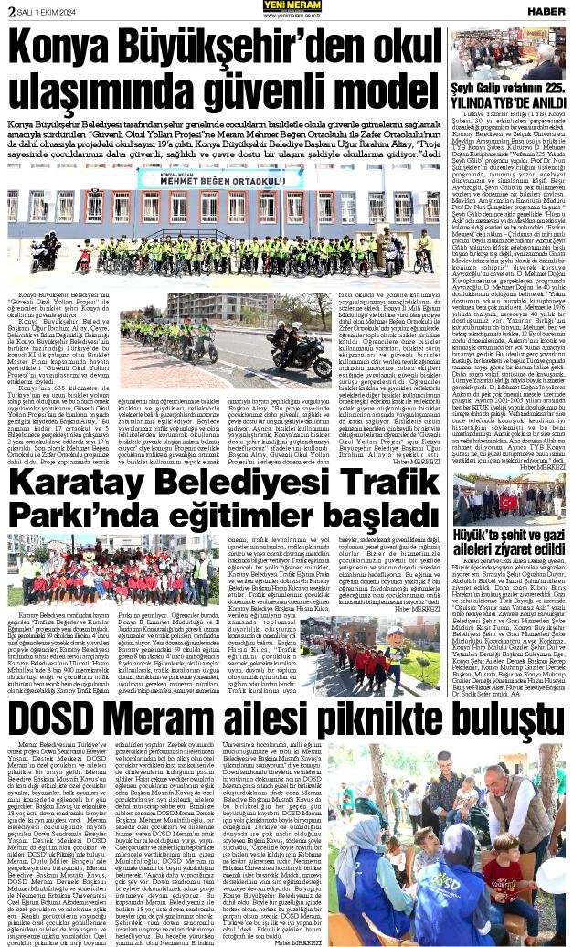 1 Ekim 2024 Yeni Meram Gazetesi
