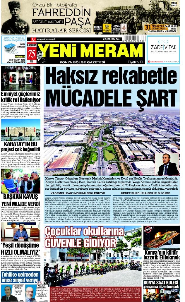 1 Ekim 2024 Yeni Meram Gazetesi
