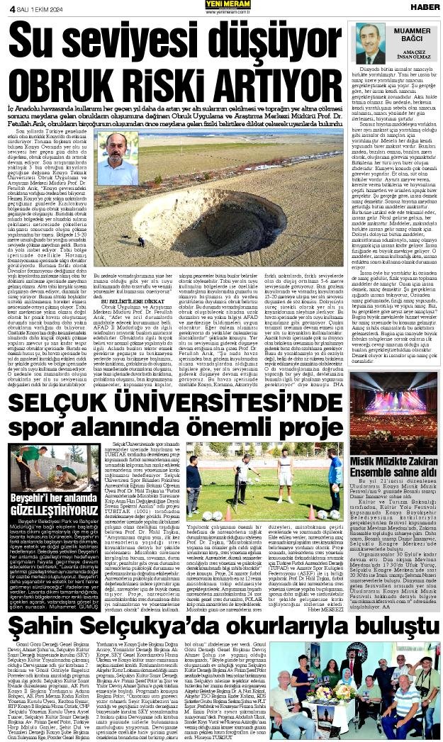 1 Ekim 2024 Yeni Meram Gazetesi
