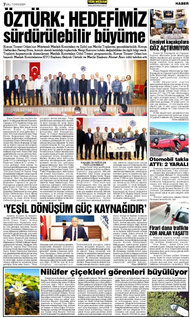 1 Ekim 2024 Yeni Meram Gazetesi
