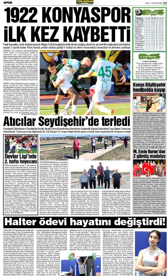 1 Ekim 2024 Yeni Meram Gazetesi
