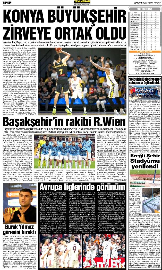 2 Ekim 2024 Yeni Meram Gazetesi
