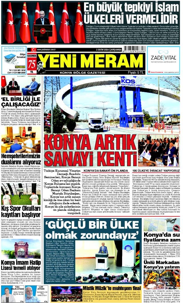 2 Ekim 2024 Yeni Meram Gazetesi
