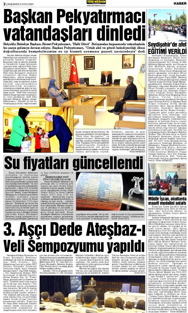 2 Ekim 2024 Yeni Meram Gazetesi
