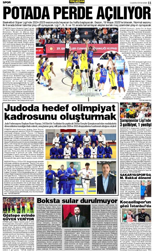 4 Ekim 2024 Yeni Meram Gazetesi
