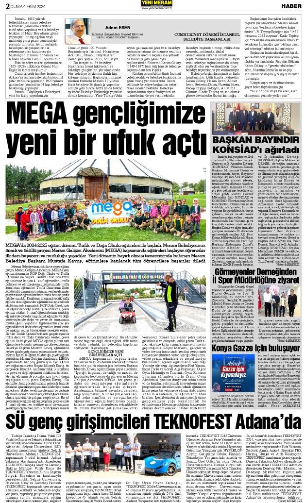 4 Ekim 2024 Yeni Meram Gazetesi
