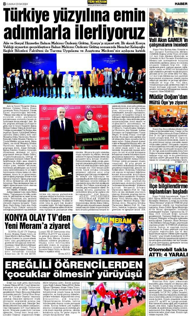 4 Ekim 2024 Yeni Meram Gazetesi
