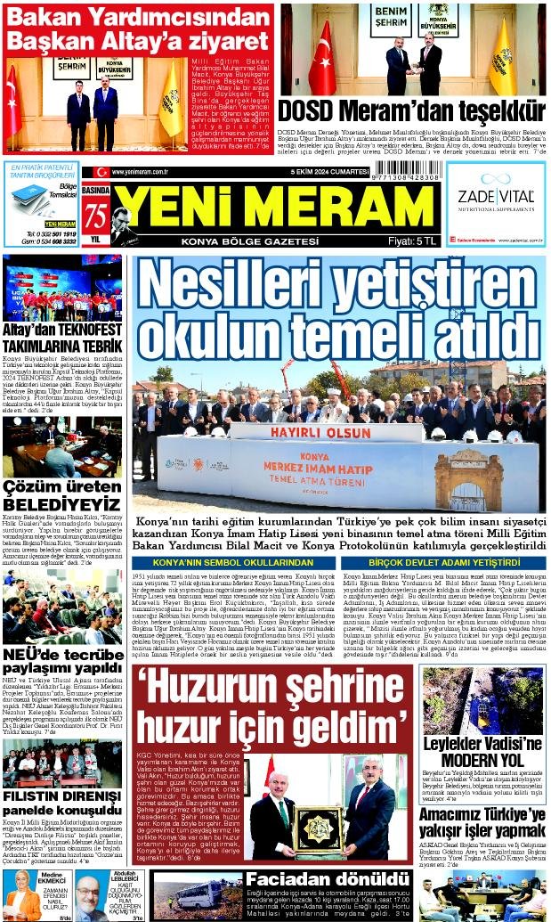 5 Ekim 2024 Yeni Meram Gazetesi
