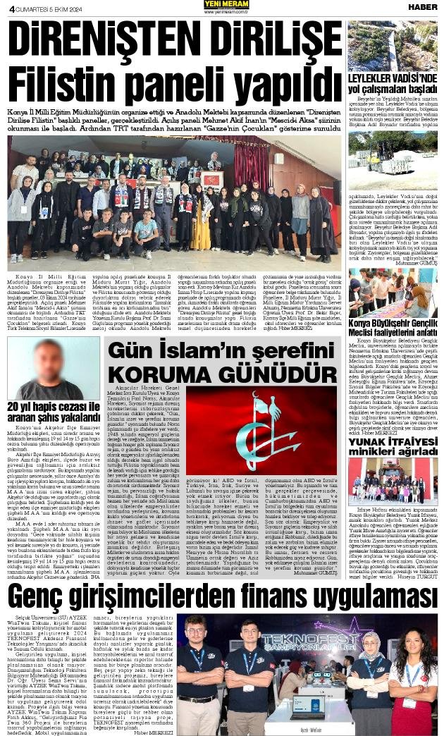 5 Ekim 2024 Yeni Meram Gazetesi
