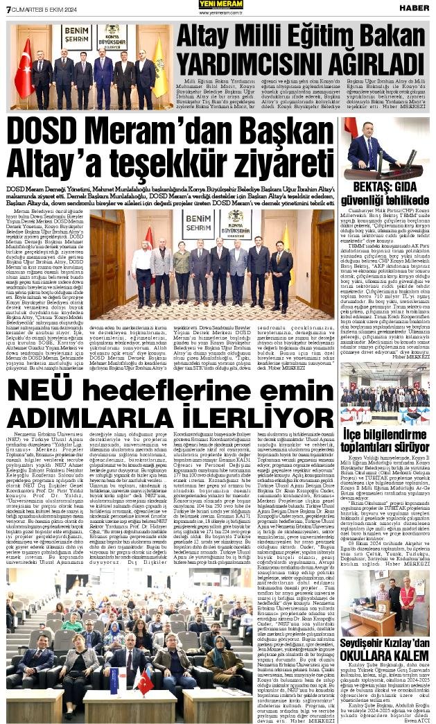 5 Ekim 2024 Yeni Meram Gazetesi
