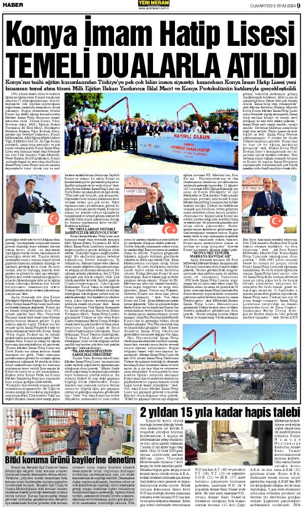 5 Ekim 2024 Yeni Meram Gazetesi
