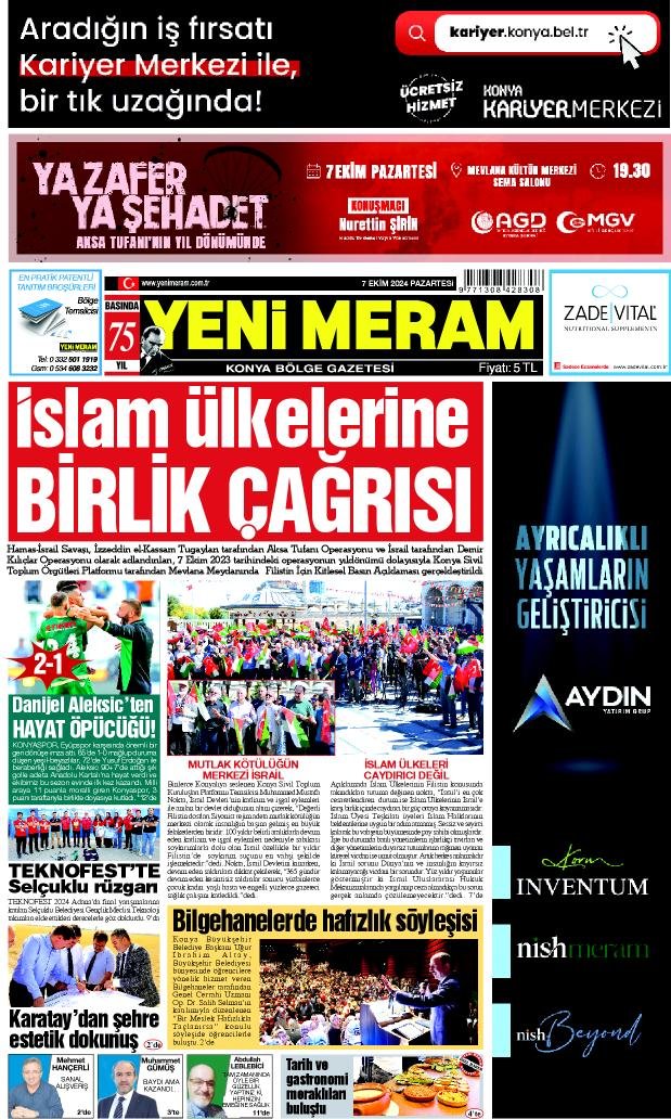 7 Ekim 2024 Yeni Meram Gazetesi
