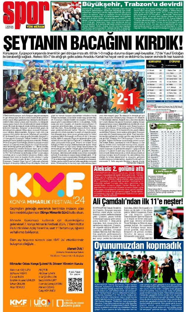 7 Ekim 2024 Yeni Meram Gazetesi
