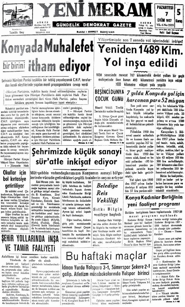 7 Ekim 2024 Yeni Meram Gazetesi
