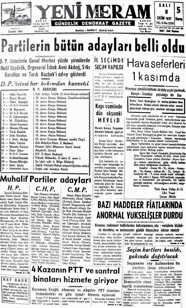 8 Ekim 2024 Yeni Meram Gazetesi