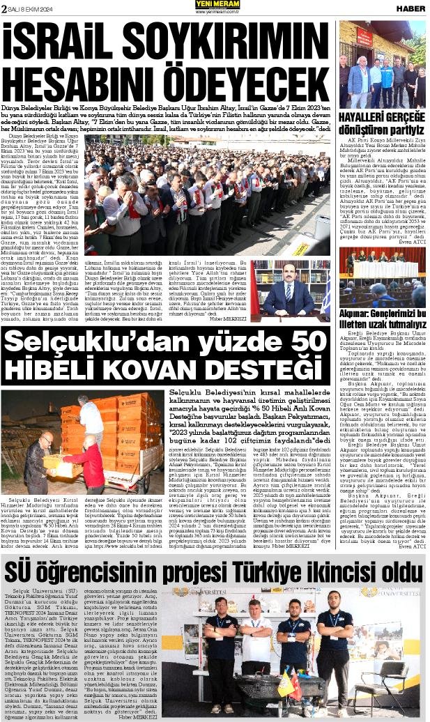 8 Ekim 2024 Yeni Meram Gazetesi