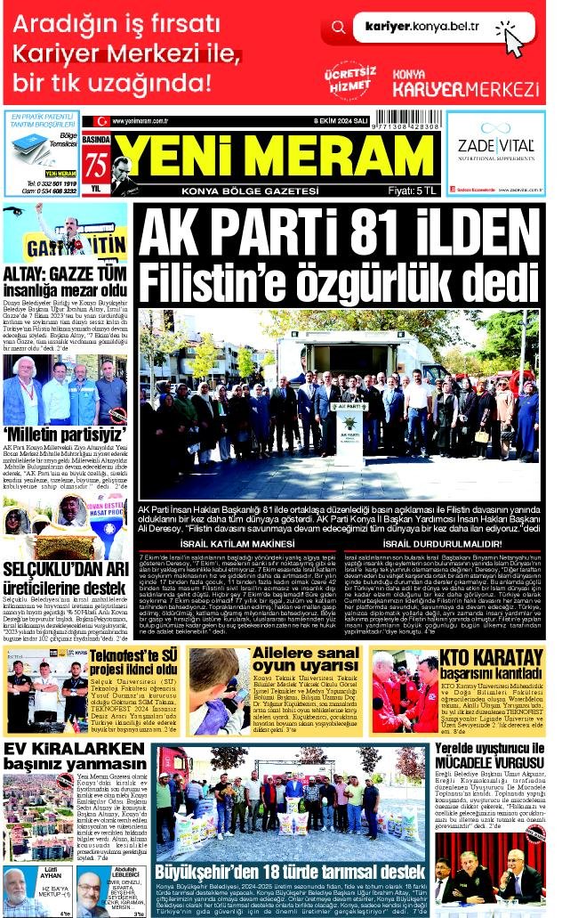 8 Ekim 2024 Yeni Meram Gazetesi