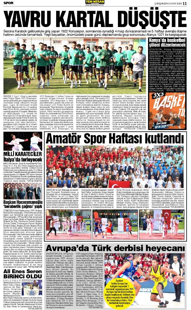 9 Ekim 2024 Yeni Meram Gazetesi