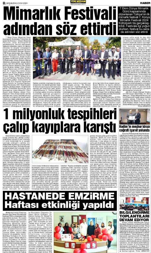 9 Ekim 2024 Yeni Meram Gazetesi