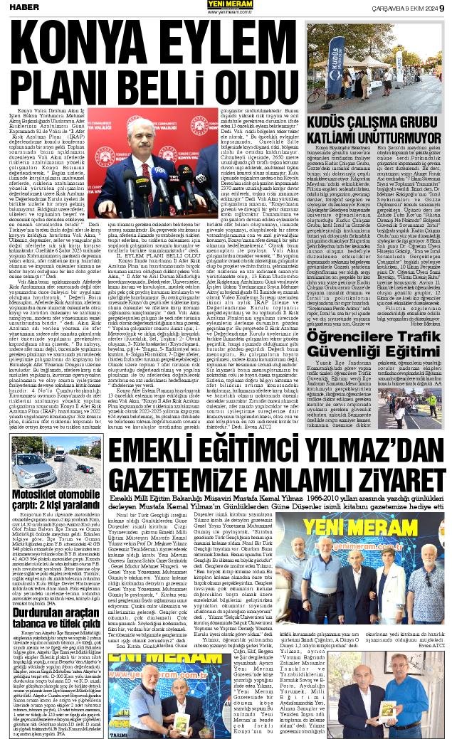 9 Ekim 2024 Yeni Meram Gazetesi