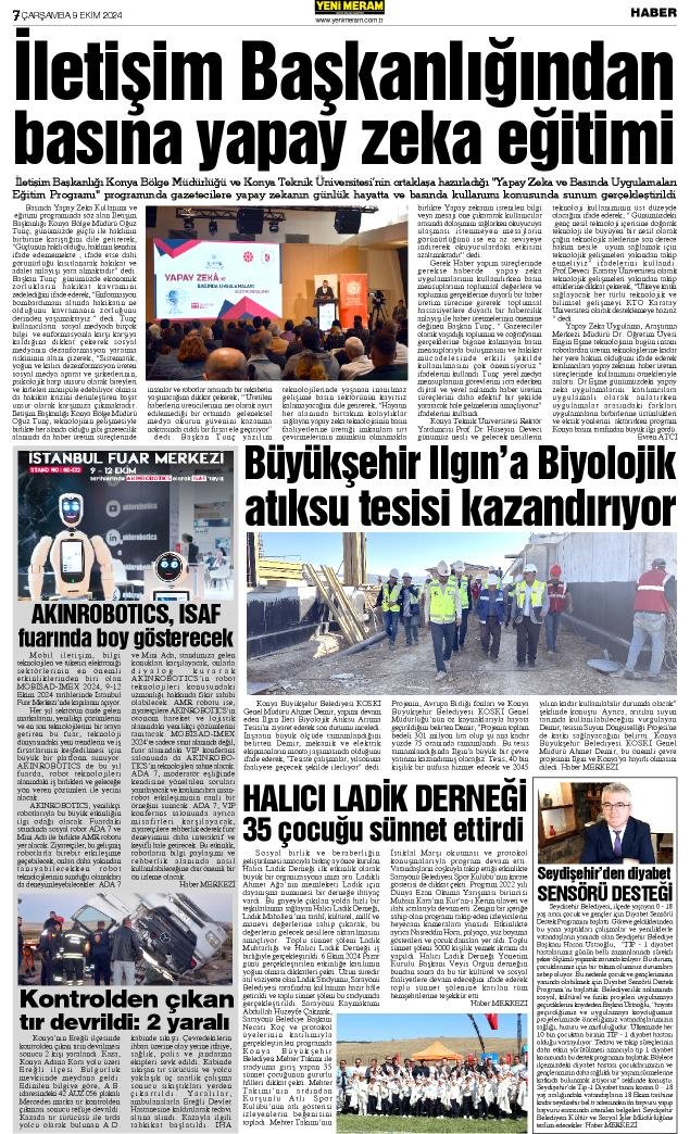 9 Ekim 2024 Yeni Meram Gazetesi