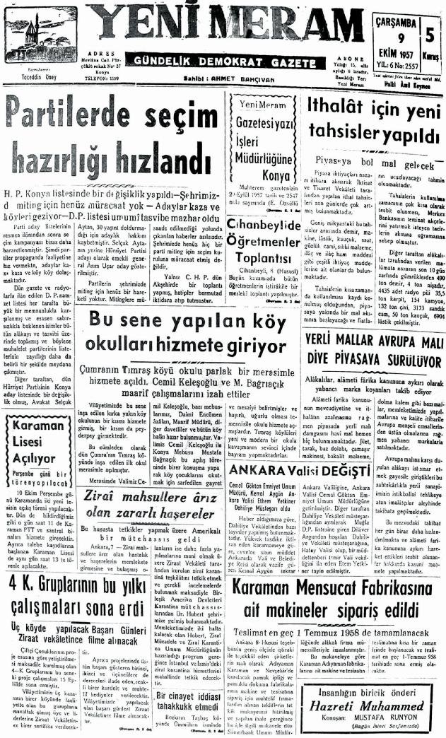 9 Ekim 2024 Yeni Meram Gazetesi