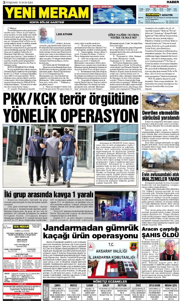 10 Ekim 2024 Yeni Meram Gazetesi
