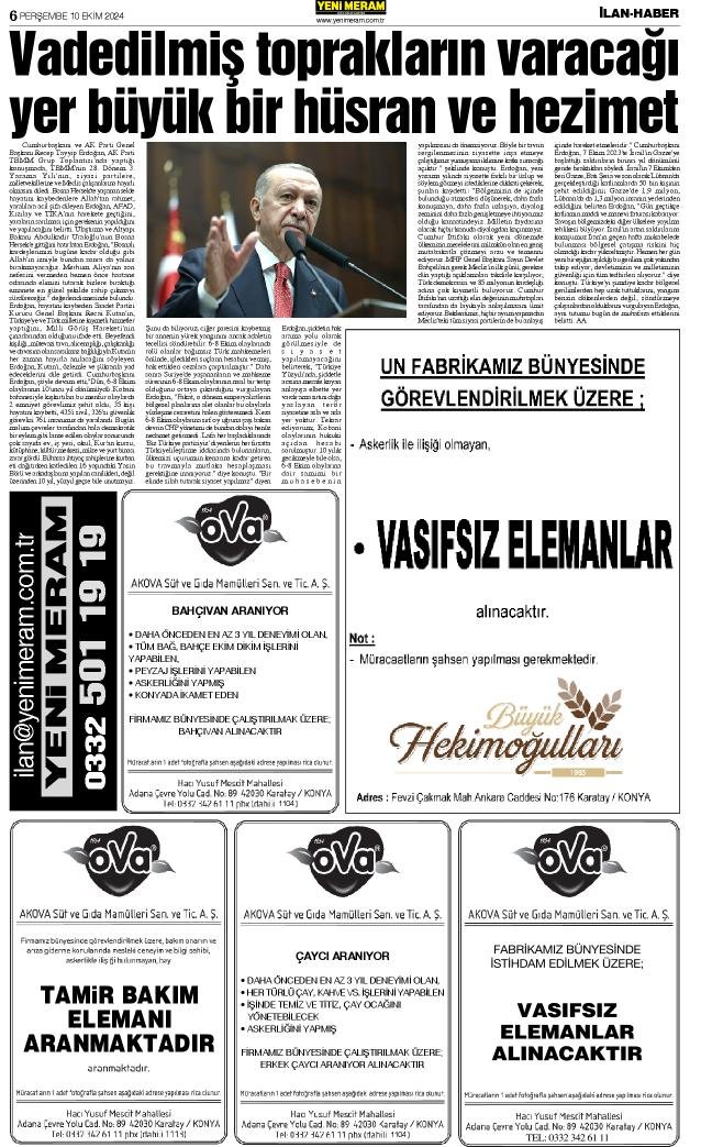 10 Ekim 2024 Yeni Meram Gazetesi
