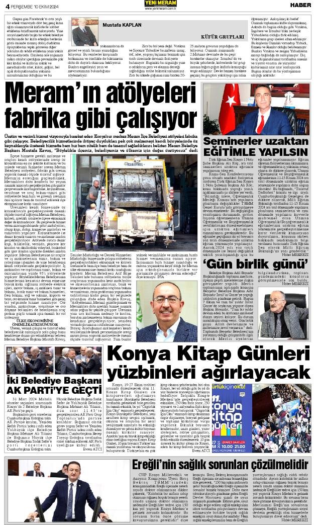 10 Ekim 2024 Yeni Meram Gazetesi
