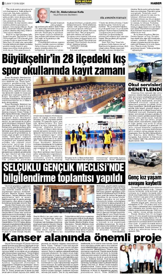 11 Ekim 2024 Yeni Meram Gazetesi
