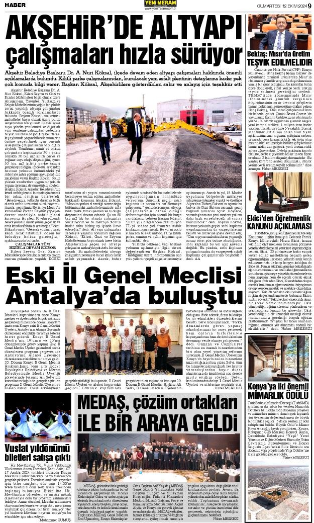 12 Ekim 2024 Yeni Meram Gazetesi